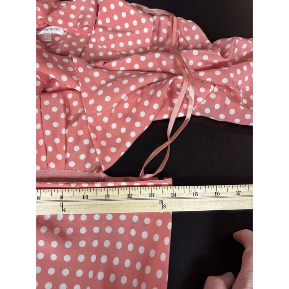 Ronny Kobo Carol Tie Front Pink White Polka Dot Size Medium Midi Dress - Picture 11 of 15